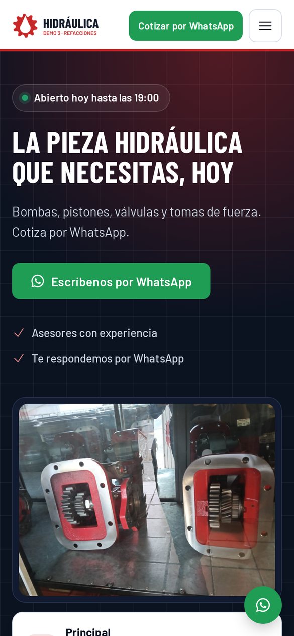 La página del negocio en el celular de su cliente.