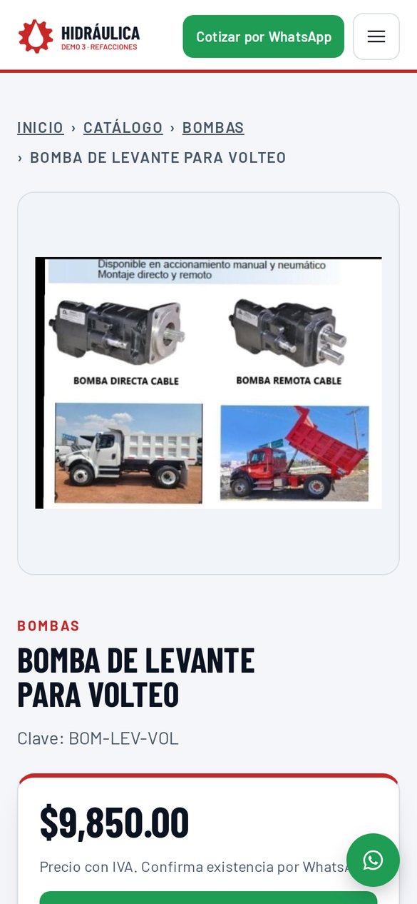 Un producto en el celular con su precio y el botón para pedirlo por WhatsApp.